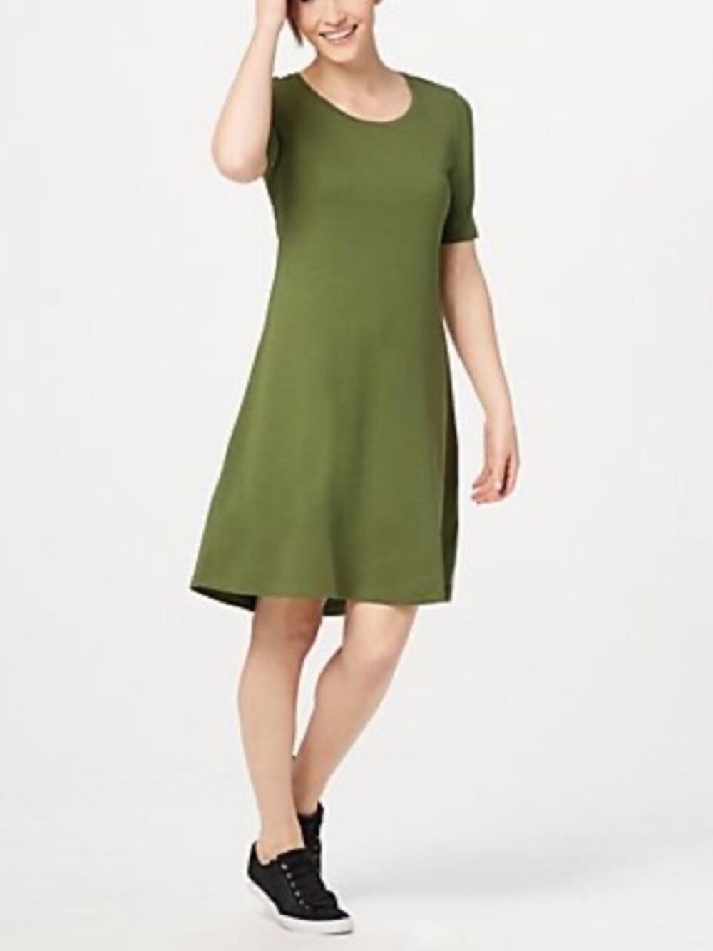Isaac Mizrahi Live! Essentials Cotton Elbow-Sleeve Dress